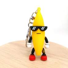 1pc Funny Stumbling Guy Soft Banana Doll Keychain Pendant For Bag Decoration