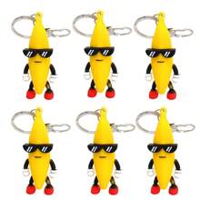 1pc Funny Stumbling Guy Soft Banana Doll Keychain Pendant For Bag Decoration