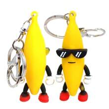 1pc Funny Stumbling Guy Soft Banana Doll Keychain Pendant For Bag Decoration