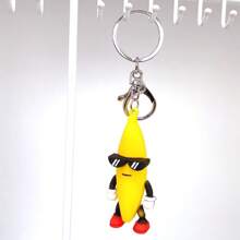 1pc Funny Stumbling Guy Soft Banana Doll Keychain Pendant For Bag Decoration