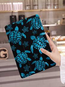 1入組烏龜印花平板電腦保護套，防墜落，筆套，支持睡眠/喚醒，兼容三星，華為，小米和iPad - 彩色 - 查看 3