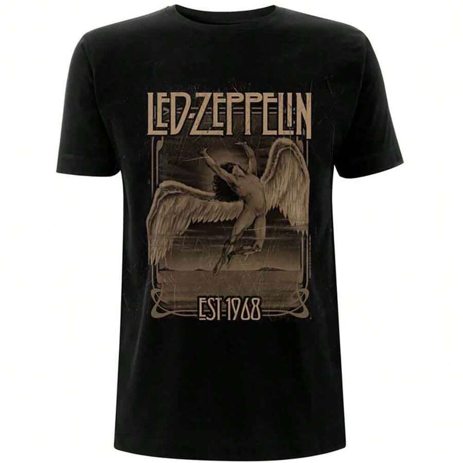 Led Zeppelin | Official Band T-Shirt | Faded Falling - 48-Hour Fast Shipping!  - Black - View 1