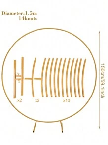 1set 150cm/200cm/220cm Metal Circular Balloon Arch Frame, Birthday, Wedding, Anniversary Decoration, Party Background Decoration, Balloon Arch Accessories, Simulated Flower Decoration Bracket,Christmas - Gold - View 4