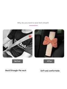2入組汽車安全帶肩墊，女性汽車用車帶蝴蝶結，全季節通用汽車內飾產品 - 均碼 - 查看 4