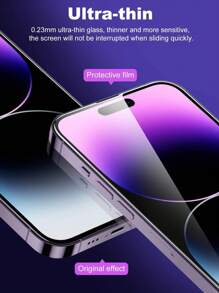 2pcs/Set (Full Screen Transparent Protector + Camera Lens Protector) High-Definition High-Aluminum Precision Aperture Tempered Glass Screen Protector, Suitable For X/XR/13/14 Pro/15/15 Pro Max Models - Full Screen Transparent + Lens Film - View 5