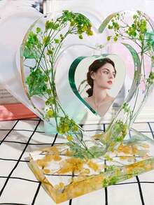 1入DIY水晶膠模具，中空心型相框，適用於水泥、石膏和樹脂工藝和家裝飾婚禮佈置 - 白色 - 查看 11