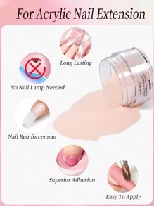 4件套亚克力美甲粉套装，4种颜色：透明、裸色、粉色、白色、粉彩色亚克力美甲粉，适用于亚克力美甲延长、雕刻，无需美甲灯固化，可直接贴在指甲上。 - 彩色 - 查看 3