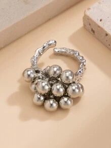 1 pieza Anillo ajustable con espiral de metal multielemental vintage y único, con adorno de perla falsa, joyería adecuada para el uso diario, festivales, fiestas, vacaciones, sesiones de fotos, desfiles de moda, accesorios decorativos y regalos para mujeres