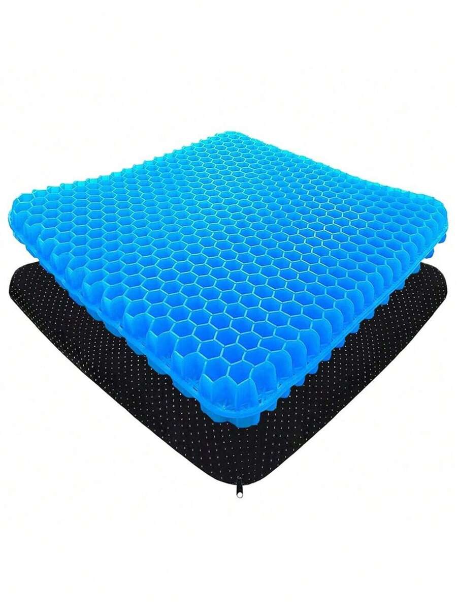 Cojín de asiento de gel con cubierta antideslizante, almohadilla gruesa y transpirable con diseño de panal y absorción de presión. Cojín de asiento doblemente grueso para silla de oficina, cojín de asiento para sillas de oficina, adecuado para uso en la oficina, hogar, coches y sillas de ruedas.