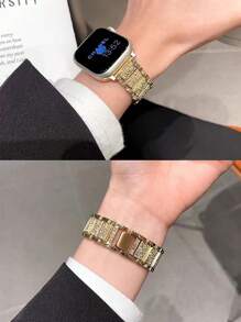Bande de montre complète en métal à strass compatible avec la bande de montre Apple, sangle de montre Apple à la mode pour les séries Ultra / SE / 8/7/6/5/4/3/2/1 de 38mm/40mm/41mm/42mm/44mm/45mm/49mm