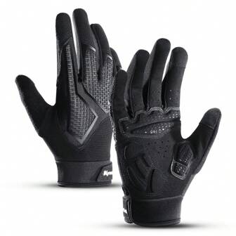  Kyncilor 1 Pair Of Black SMLXL Anti Slip Long Finger Shock Absorbers For Women And Men, Breathable And Sun Proof Mountaineering, Camping, Cycling, Electric Bike, Touch Screen Riding Gloves,Suitable For Cycling,Riding Motorcycle And Skiing,Black Gloves,Winter Hand Warmers