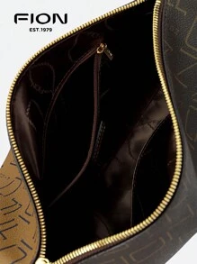 FION Crossbody Bag For Women Leather Shoulder Bag Handbag Purse With Two Color As Front,Zip Closure,FAAFIFS303 - Brown - View 10