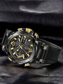 Foxbox Fb0033 Men's Black & Gold Fluorescent Waterproof Digital Watch - màu đen - Xem 4