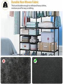 Metal Clothes Organizer, Free Standing Clothes Rack Closet, Simple Clothes Rack, Clothes Rack Can Store Clothes, Hat, Shoe - Black - View 7