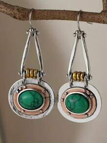 1pair Stylish Creative Retro Bohemian Style Earrings For Women's Daily Wear - Antique Silver - View 4