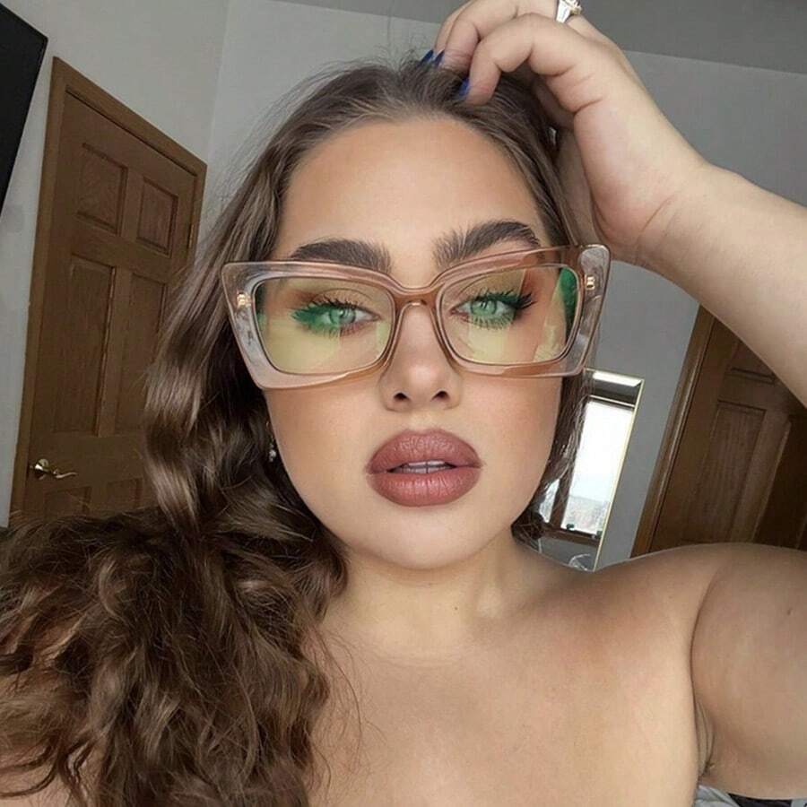 1 件女士时尚 TR 框架方形眼镜，适合电脑使用、装饰、学习、阅读、防手机、商务谈判、跑步、玩电脑游戏、驾驶 - 多色 - 查看 1