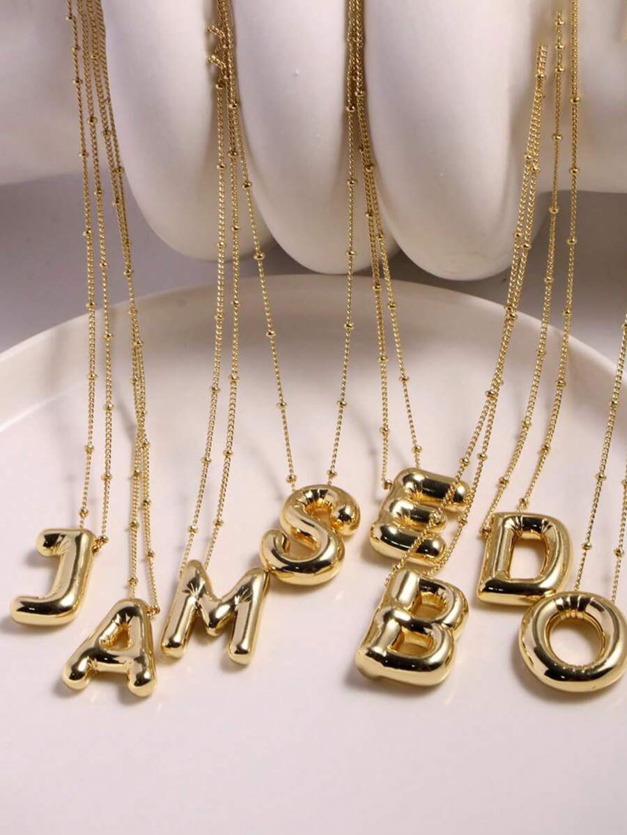 1pc Fashionable Hot-Selling Simple Alphabet Pendant Collarbone Chain Necklace - Letter - View 1