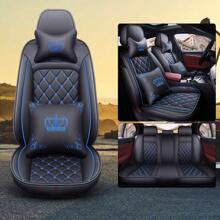 PU Leather,Universal Car Seat Cover,5-Seats Full Set Cushion,Front Rear Protector - 寶藍色 - 查看 7