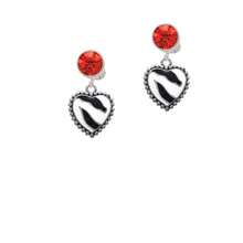 Delight Jewelry Enamel Zebra Print Heart Crystal Clip On Earrings - 紅水晶 - 查看 1