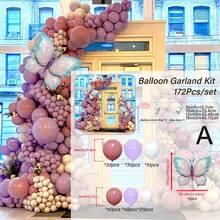 WellParti 乳膠粉紫色氣球花環拱門套裝，性別揭曉，婚禮，生日，週年慶典，畢業典禮，假日，室內室外裝飾，派對裝飾用品。 - 彩色 - 查看 2