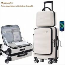 Carry-On Luggage 20 Inch Front Open Luggage Lightweight Suitcase With Front Pocket And USB Port, 1 Portable Carrying Case