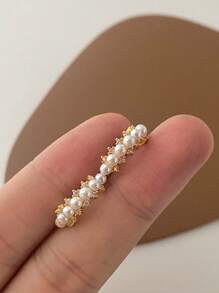 topshiny 1 paire de boucles d'oreilles créoles avec strass et perles, boucles d'oreilles de style vintage français, et haut de gamme, convenant pour un port quotidien