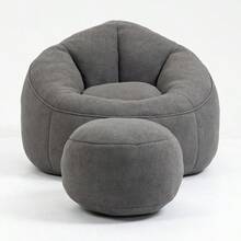 Bedding Bean Bag Sofa Chair High Pressure Foam Bean Bag Chair Adult Material With Padded Foam Padding Compressed Bean Bag With Footrest - 灰色+超細纖維 - 查看 22