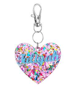 定制个性化珠宝闪亮心形钥匙扣，带有她的圣诞名字背包吊饰钥匙扣单身派对礼物团队礼物教师礼物圣诞礼物给她，雕刻，耐用，不锈钢，彩色，可爱，迷人，有趣，卡哇伊，Y2K，时尚，男女通用，休闲，定制，个性化，独特，定制，适合他的理想礼物，适合她，她，男朋友，女朋友，家人，朋友，儿童，周年纪念日，情人节，母亲节，生日，儿童节，父亲节，毕业典礼，婚礼，乔迁