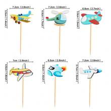 Toppers de Cupcake de Papel com Veículos de Desenho Animado, Carro, Avião, Escavadeira - "Feliz Aniversário!" Palitos de Bolo, Decoração de Festa de Aniversário, Decoração de Chá de Bebê