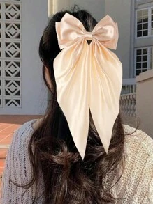 6 Phụ Kiện Tóc Nơ, Kẹp Tóc Thẩm Mỹ Đuôi Dài Cực Lớn Dễ Thương, Búi Tóc Nơ Lụa Búi Tóc Đuôi Ngựa Mũ Đội Đầu Cho Bé Gái (Xanh, Đen, Hồng, Đỏ, Trắng, Màu Be) - Nhiều màu - Xem 5