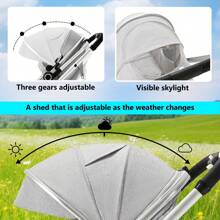 Kinder King 2 In 1 Convertible Baby Stroller, Folding High Landscape Infant Carriage, Newborn Reversible Pram, Adjustable Canopy, Diaper Bag - 淺灰色 - 查看 4