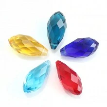 10入組10*20mm水滴形玻璃DIY珠寶吊墜，帶橫向孔，適用於耳環、項鍊、手鍊和汽車裝飾 - 橫孔水滴 - 查看 2