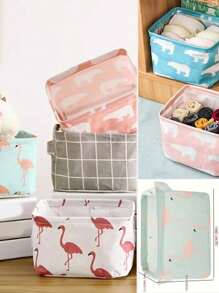 2 件/1 件现代图案织物收纳篮，可折叠收纳盒，适合居家、返校使用 - 彩色 - 查看 8