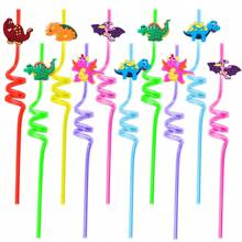 10pcs Dinosaur Themed Straws For Dinosaur Birthday Party, Party Favor Bag Fillers, Random Color - Multicolor - View 3