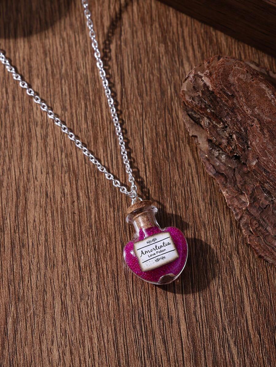 1 件 Amortentia 爱情药水项链 - 玻璃瓶过滤器，适合日常佩戴，含包装，情人节、妈妈、母亲、母亲节、礼物 - 復古銀色 - 查看 1
