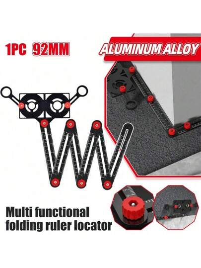1 Localizador de ángulo de reglas multifunción de aleación de aluminio, regla de pescador, guía de taladro de metal, localizador de azulejos agujero de apertura Herramienta De Medición De Ángulo Múltiple De Aleación De Aluminio Para La Localización De Carpintería Herramienta De Construcción Para La Posición De Orificios De Baldosas De Artesano