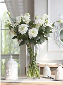 1PC Artificial Flowers Eustoma Silk Flower Fake Gradiflorus Lisianthus Fall Wedding Home Decoration For Wedding Decoration, Valentine'S Day Decor, Birthday Decor, Anniversary Decor, Holiday Decor, Graduation Decoration, Party Decor Supplies, Holiday Gifts - 白色 - 查看 6