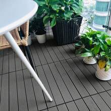 Anthracite/Brown 30x60cm Rectangular WPC Tiles Terrace Tiles Balcony Tiles Click Tiles In Wood Look Rainproof With Drainage, 1-2 M² Click System Flooring For Terrace Balcony 6/12 Pieces CEEDIR - Anthracite - View 4