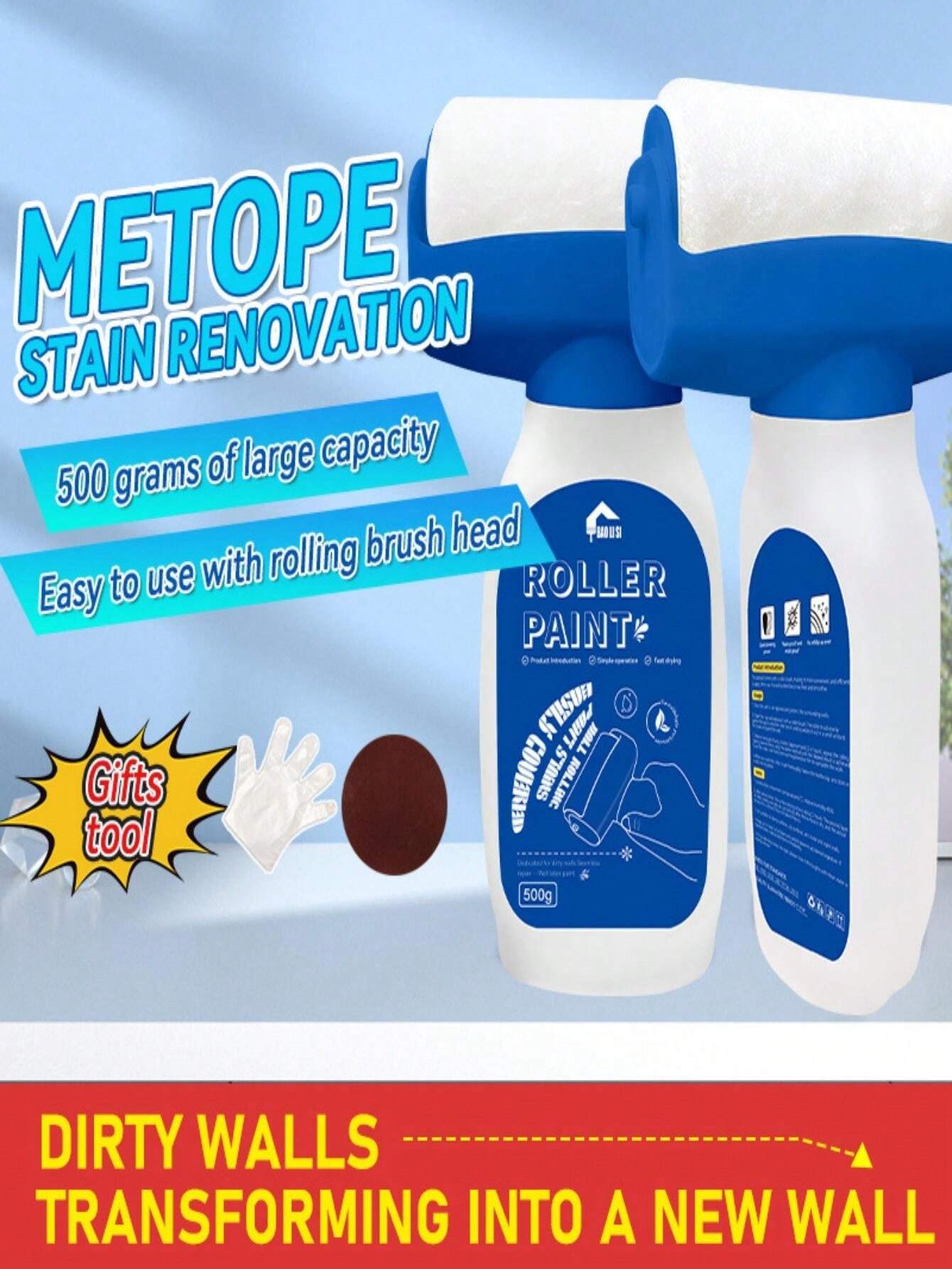 Large Barrel Paint, Blue Color, Odorless White Latex Paint, For