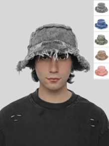 1pc Men's Washed Vintage Sun Protection Streetwear Bucket Hat, Suitable For Outdoor Activities - Bucket Hat - View 1