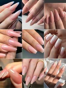 4件套亚克力美甲粉套装，4种颜色：透明、裸色、粉色、白色、粉彩色亚克力美甲粉，适用于亚克力美甲延长、雕刻，无需美甲灯固化，可直接贴在指甲上。 - 彩色 - 查看 5