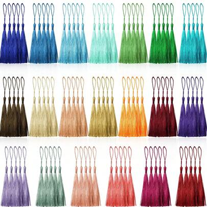 50pcs Handmade Soft Flossy Bookmark Tassels With Cord Loop For Keychain Earring Jewelry Making, Souvenir, Graduation, Clothing Sewing, Gift Tag DIY Craft Projects