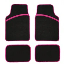 Conjunto de 4 tapetes de carro com bordas brilhantes, personalizados para mulheres, na cor preta, fáceis de limpar, com fundo de PVC antiderrapante, adequados para a maioria dos modelos. Frente 25,39 pol x 17,32 pol, traseira 13,77 pol x 16,92 pol. - Tamanho Único - Ver 17
