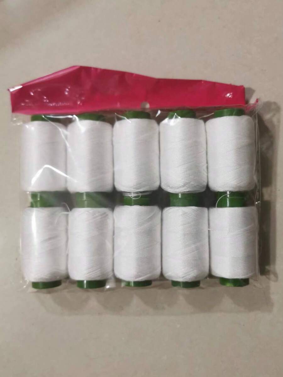 5/10 件装白色 #402 缝纫机线，200 码，适用于家庭缝纫 - 白色 - 查看 1