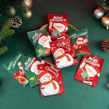 100 bolsas de embalaje para galletas navideñas - Bolsas reutilizables de aluminio para caramelos, chocolate y galletas - Material de PVC, decoraciones navideñas para fiestas festivas y suministros de envolver regalos (estilo aleatorio) Decoración navideña, Recuerdos de la fiesta de Navidad, Suministros para la fiesta de Navidad, Fiesta de Navidad, Feliz Navidad, Nochebuena - Multicolor - Ver 1
