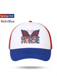 美国国旗元素设计海绵网帽卡车司机帽百搭棒球帽；网帽节日礼物帽卡车司机帽男士时尚卡车司机帽蝴蝶美国国旗印花成人卡车司机帽棒球帽棒球帽男士趣味礼品帽 - 彩色 - 查看 13