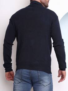 Men Sweaters - Màu xanh hải quân - Xem 4