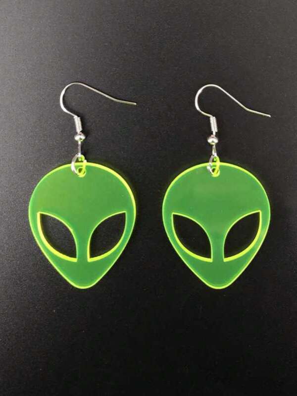 1 par de brincos Pendentes Acrílicos Alienígenas que Brilham no Escuro, Criativos e Divertidos Brincos Transparentes para Meninas, Presente