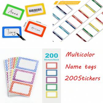 Name Tags Stickers 5 Colors 200 Plain Personalized Name Tag Labels Star Graffiti Nametags For Office, Nursing Home, Meeting, School, Teachers, Mailing Graffiti And Clothing