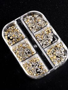 Punta de uñas de diamante transparente de tamaño mixto con diamantes de joyería, monton de diamantes de vidrio súper brillantes y cristales claros, diamantes AB, estilo de lujo, decoración de uñas de arte de diamantes de perlas y diamantes DIY - Multicolor - Ver 6